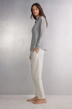 Pantalones Largos de Algodón Superior Dusty Flower