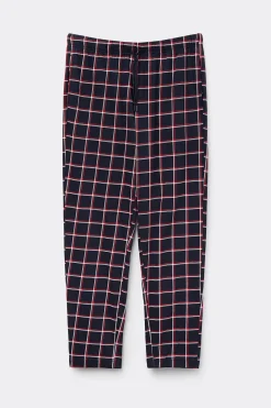 Pantalones Largos de Algodón Estampado Cuadros Azul/Blanco/Rojo