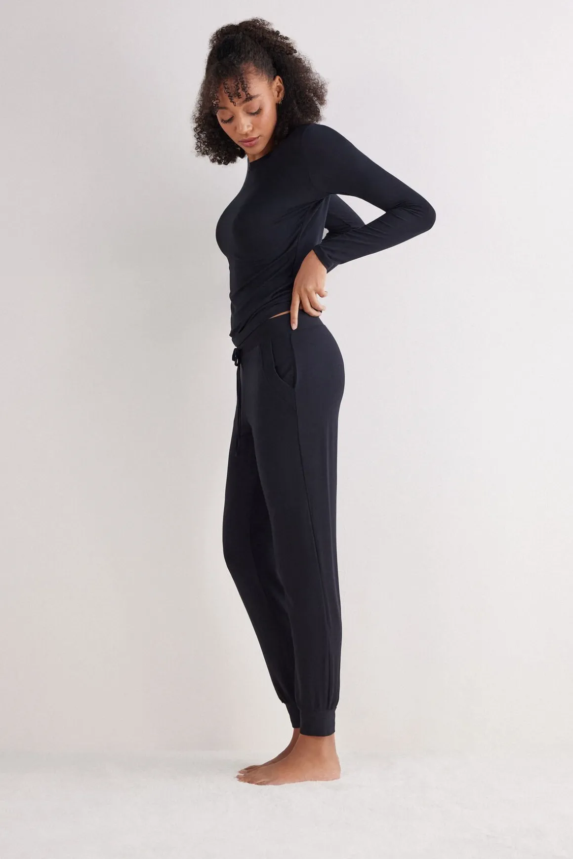 Pantalones Largos de Modal con Bajo Elástico