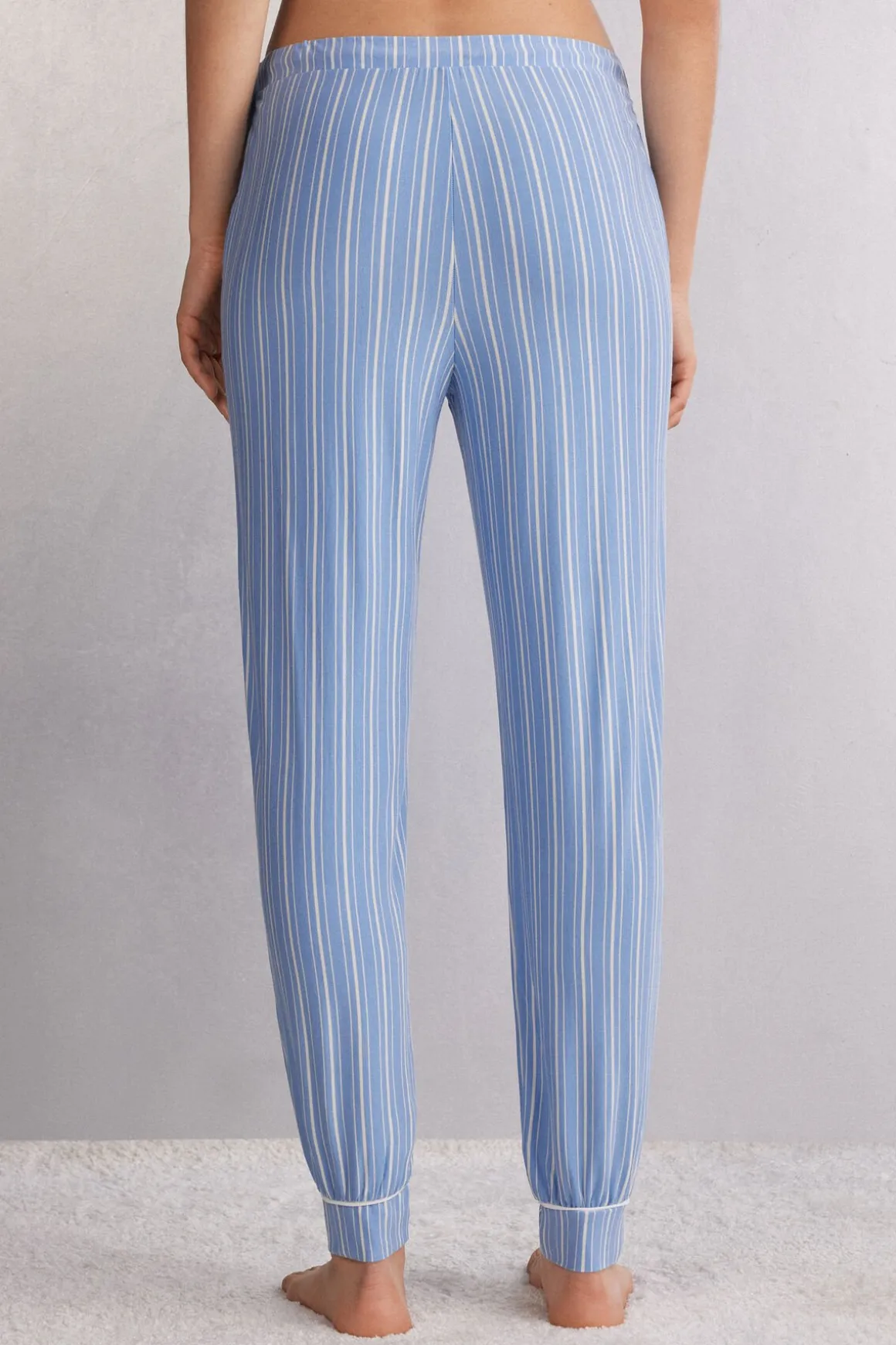Pantalones Largos Modal con Bajo Elástico Oxford Stripes