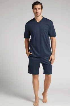 Pijama corto de algodón mercerizado premium