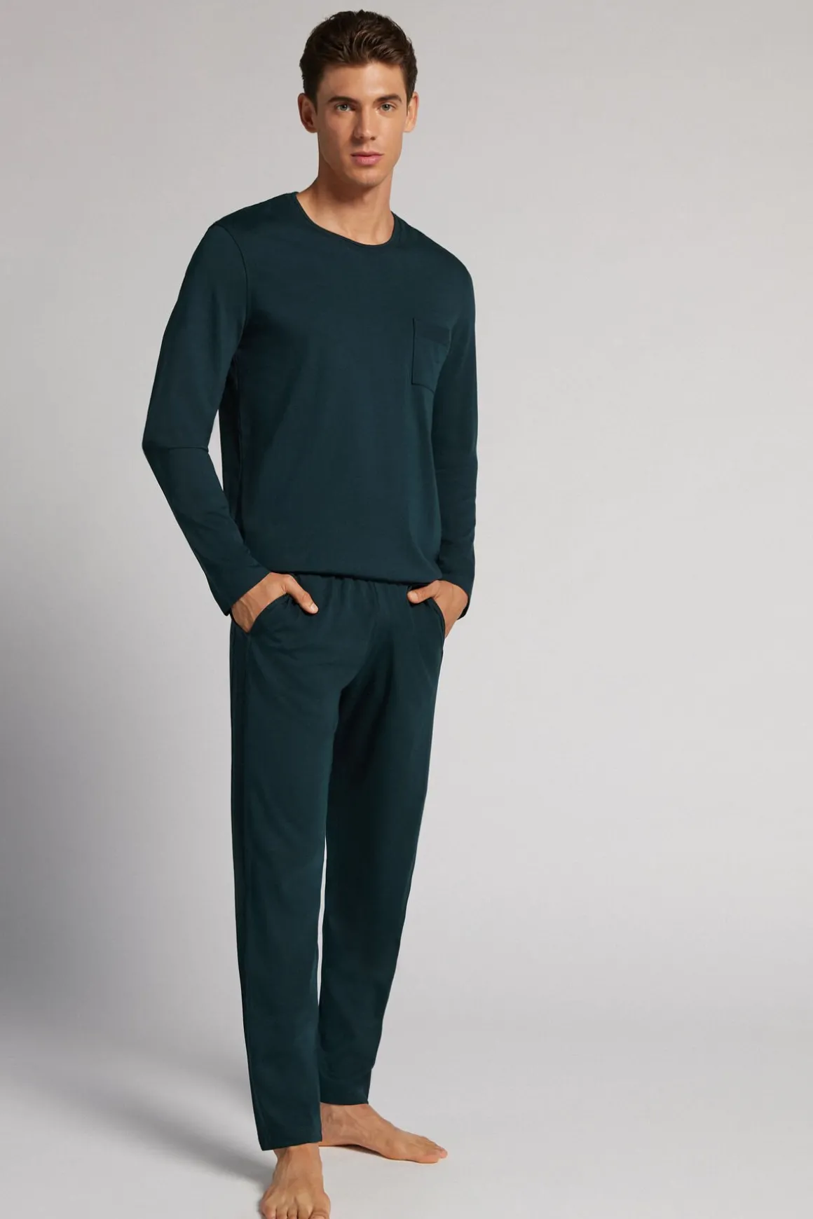Pijama de Hombre de Algodón Superior Largo