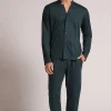 Pijama Largo con Abertura Delantera de Algodón