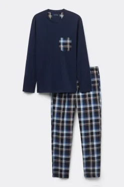 Pijama Largo de Algodón y Tela a Cuadros