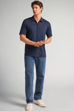 Polo de Manga Corta con Cremallera de Algodón Premium Mercerizado