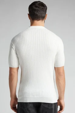 Polo de Manga Corta de Punto de Algodón de Canalé