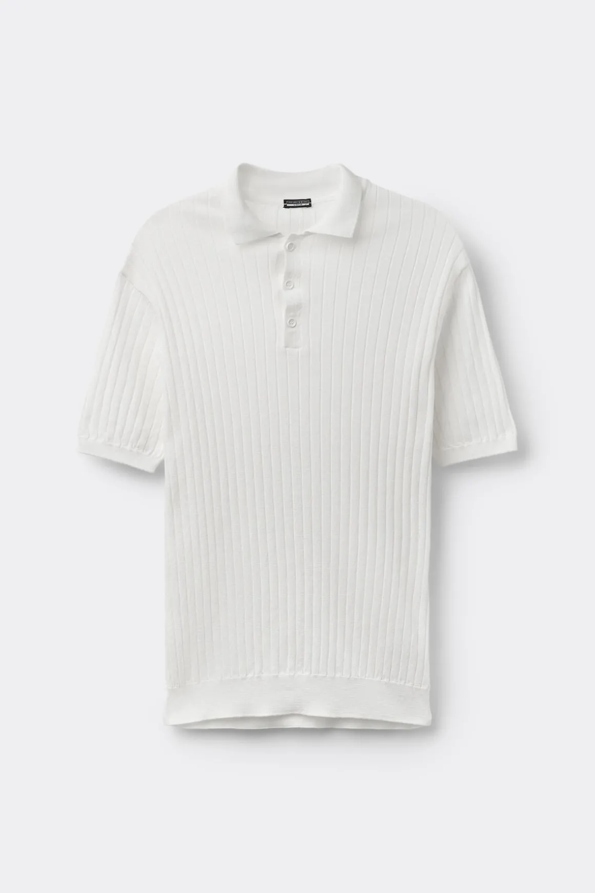Polo de Manga Corta de Punto de Algodón de Canalé