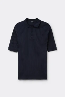 Polo de Manga Corta de Punto de Algodón de Canalé