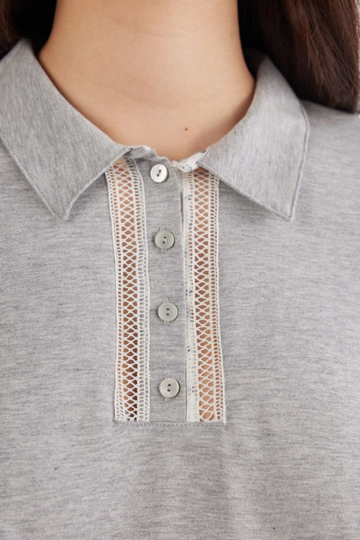 Polo de Manga Larga Algodón Superior Dusty Flower