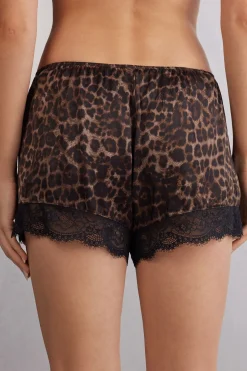 Shorts de Raso de Viscosa Luxurious Leopard