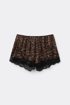 Shorts de Raso de Viscosa Luxurious Leopard