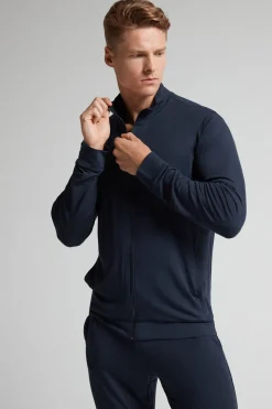 Sudadera con Cremallera de Seda y Modal