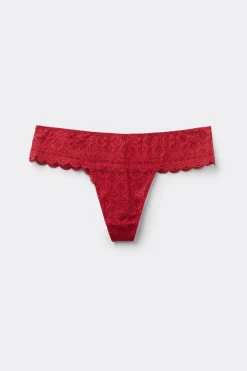 Tanga brasileña de encaje transparente