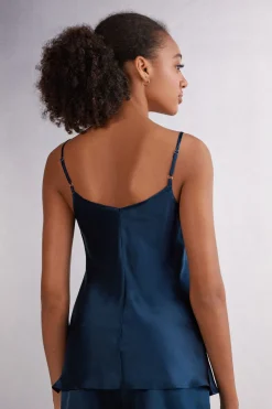 Top de Raso de Seda con Escote de Pico