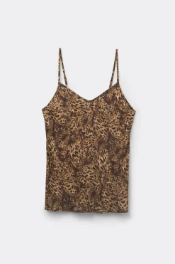 Top de Raso de Viscosa Estampado Animal Always Glamorous